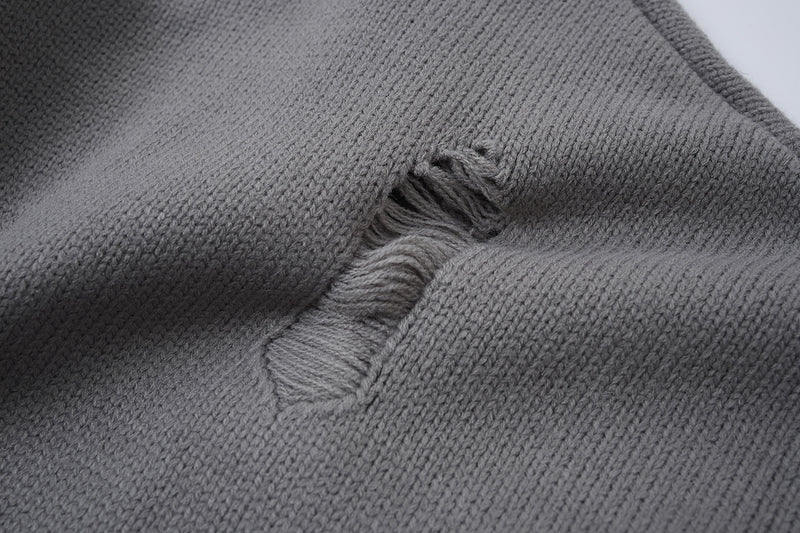 Pull col rond oversize en maille usée avec motif de lettres appliquées