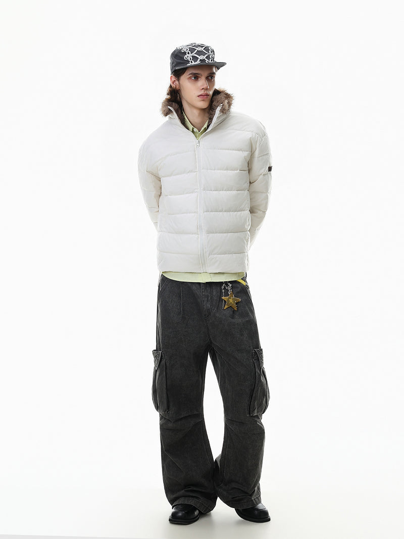 Faux Fur Collar Puffer Jacket – Quilted Winter Coat