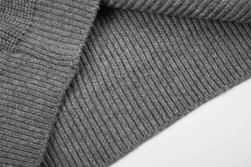 Ribbed Knit Zip-Up Cardigan Jacket – Oversized Fit with Metal Hardware Detail