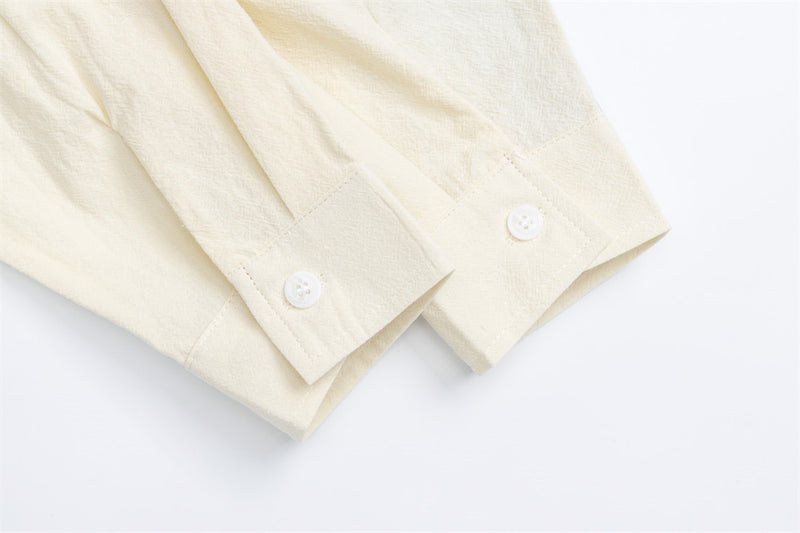 Chemise oversize boutonnée à manches longues, colorblock chien cartoon – Coupe décontractée