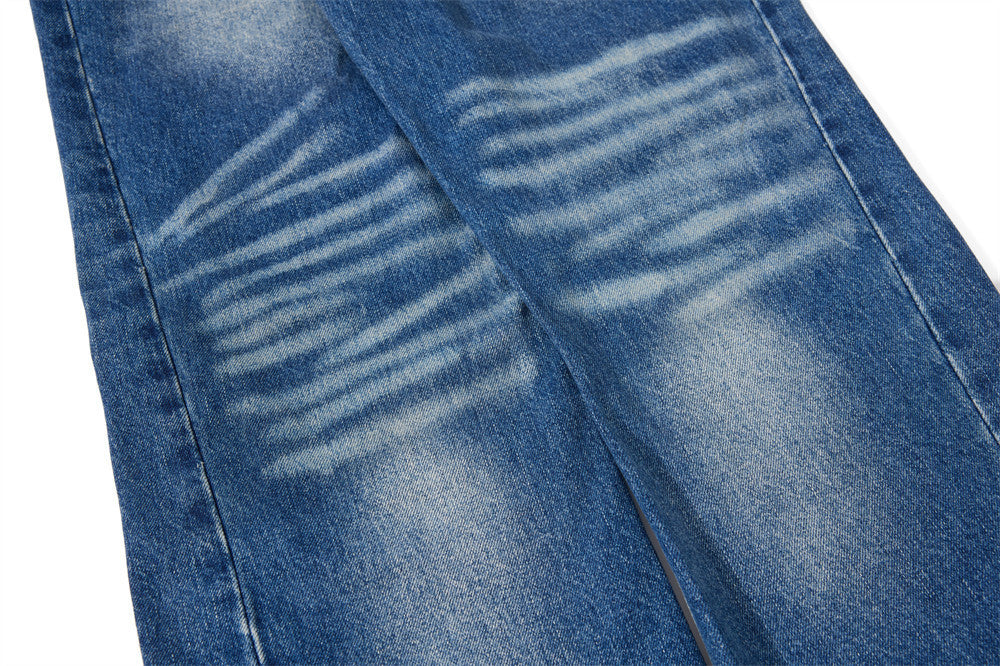 Herren Vintage-Washed-Wide-Leg-Flare-Jeans – Entspannte Passform, Used-Denim