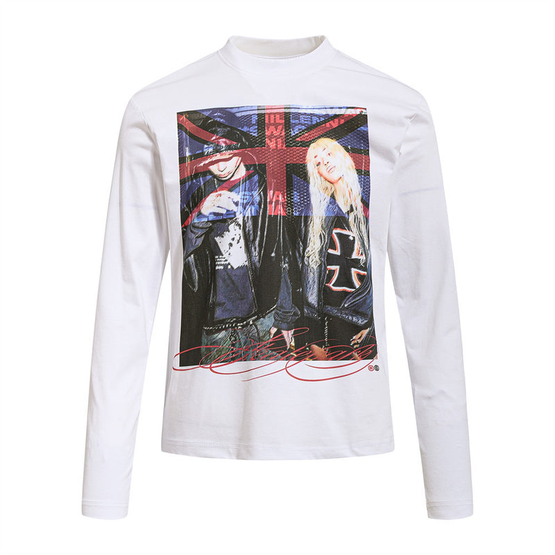Hip-Hop Rock Graphic Long Sleeve T-Shirt – Relaxed Fit Crew Neck