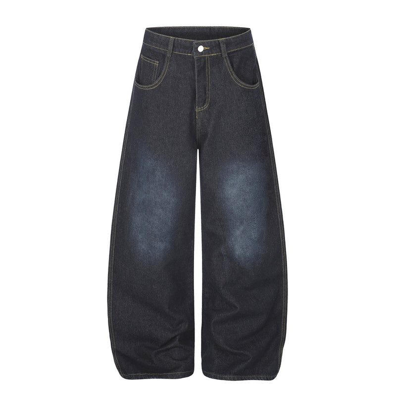 Jean barrel large pour homme – Denim punk streetwear oversize avec motif au dos