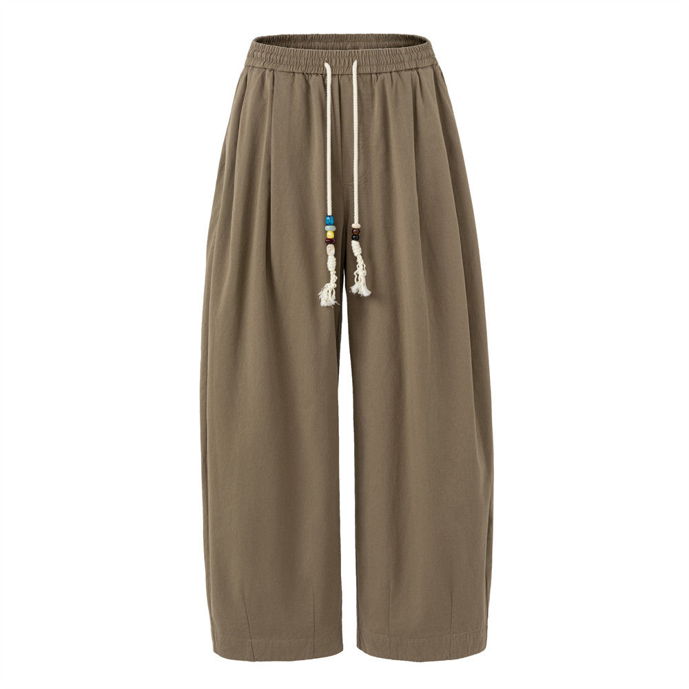 Men's Baggy Wide-Leg Pants – Relaxed Fit Drawstring Waist Street Style