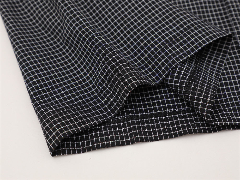 American Casual Plaid Short Sleeve Shirt with Script Embroidery