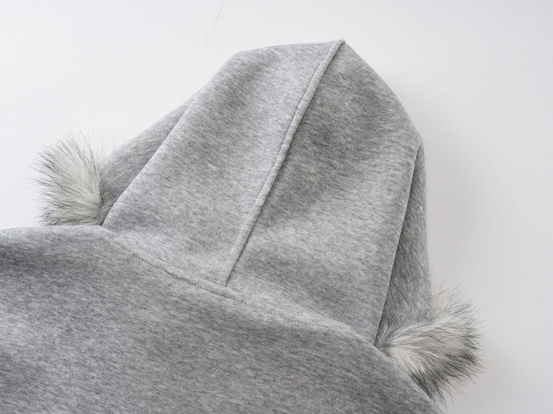 Faux Fur Hood Trim Zip-Up Hoodie Bomber Jacket – Oversized Streetwear Fit