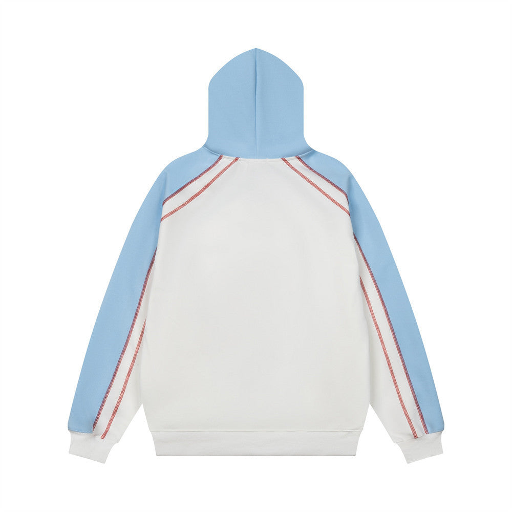 Darkht 08 Number Print Colorblock Raglan Sleeve Pullover Hoodie