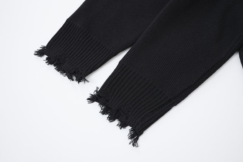Gilet Born Late 77 en maille délavée – Jacquard oversize high-street
