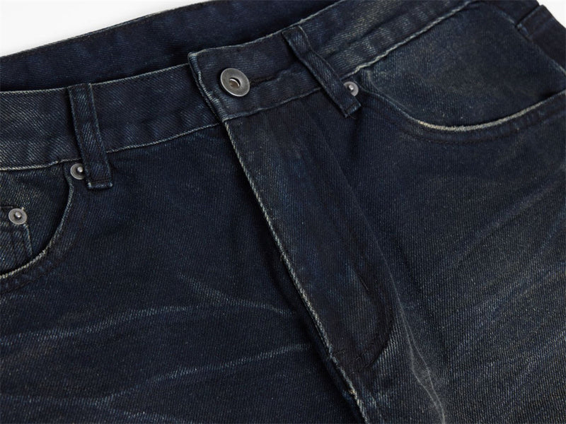 Men's Dark Wash Ripped Wide-Leg Jeans – Distressed Streetwear Denim