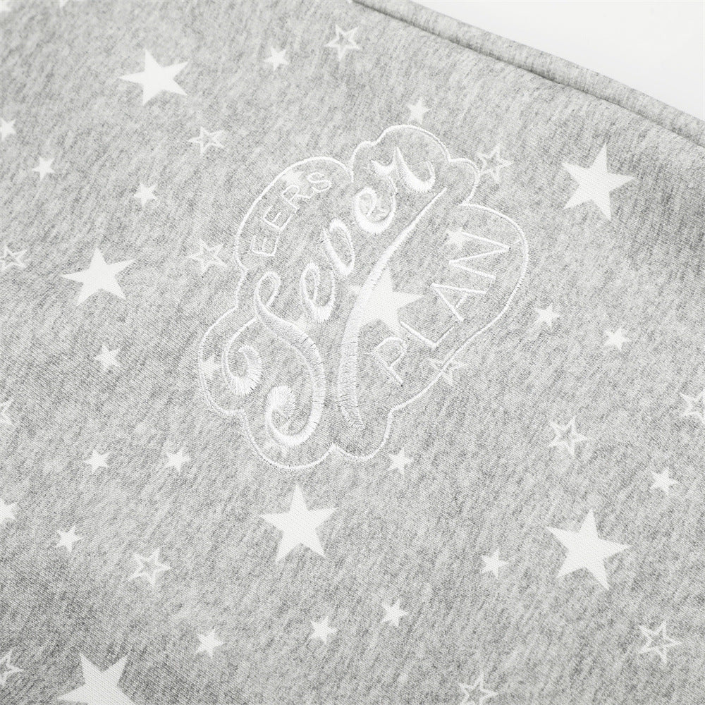 Star Print Wide-Leg Sweatpants – Oversized Streetwear Jogger Pants