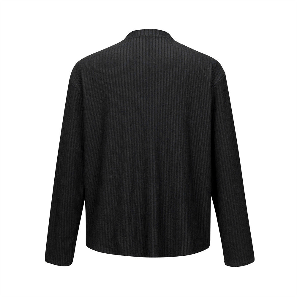 Men's Long Sleeve Ribbed Henley Shirt – Relaxed Fit Half-Button Top