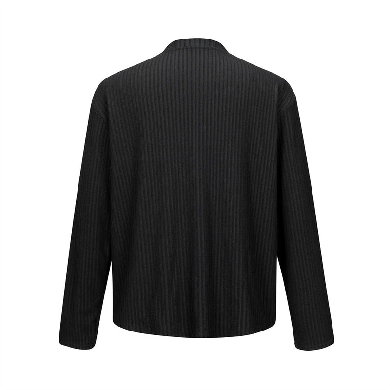 Men's Long Sleeve Ribbed Henley Shirt – Relaxed Fit Half-Button Top