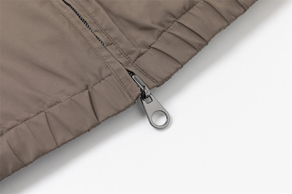 Reversible Stand Collar Vest – Men's Dual-Zip Sleeveless Gilet in Taupe &