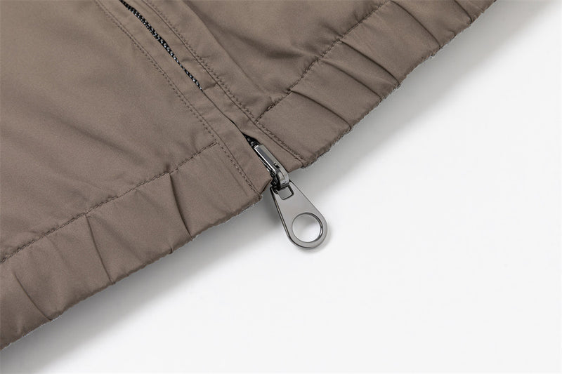 Reversible Stand Collar Vest – Men's Dual-Zip Sleeveless Gilet in Taupe &