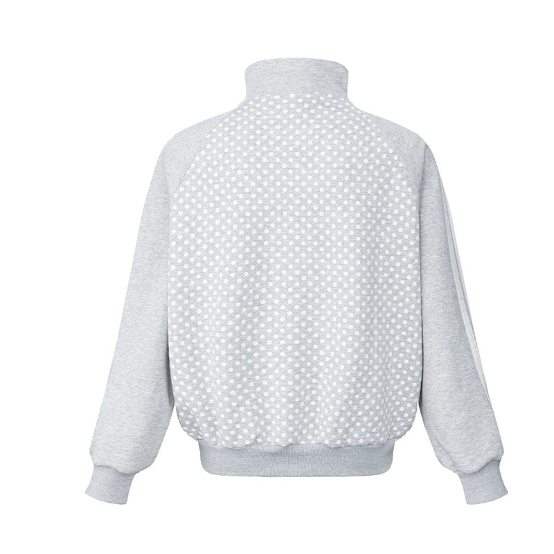 Veste de survêtement zippée à col montant, pois et manches à bandes
