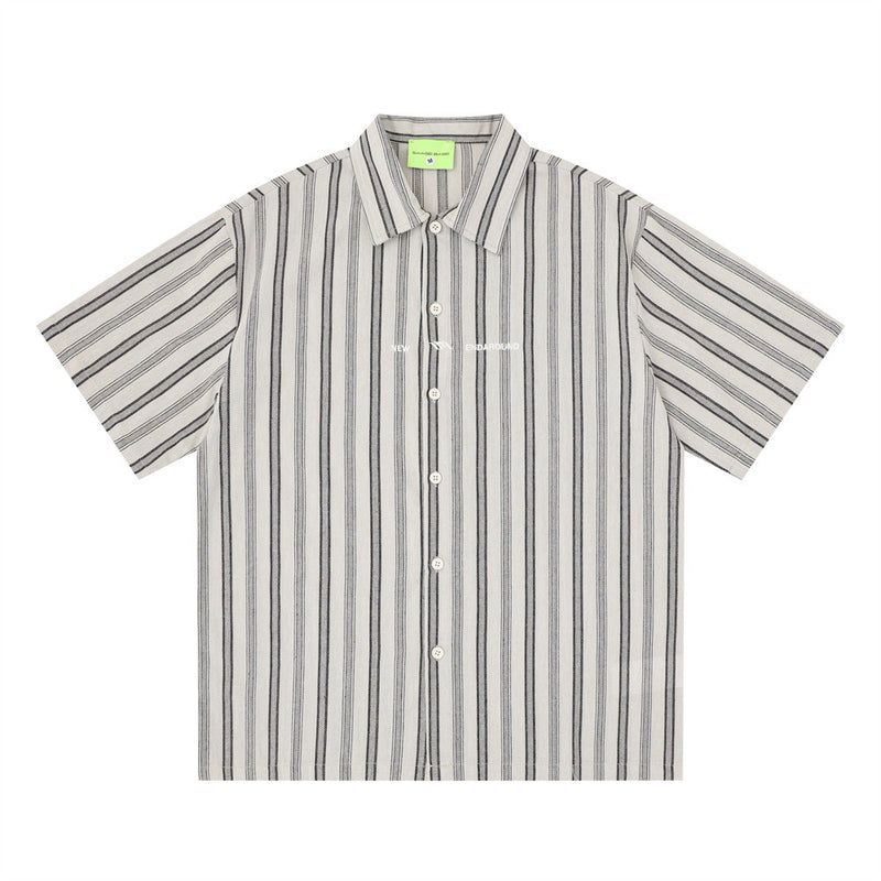Vertical Stripe Short Sleeve Shirt – Oversized Relaxed Fit