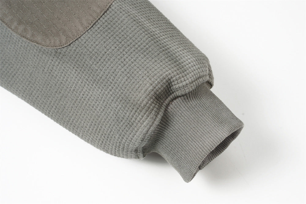 Sweat à capuche homme en maille gaufrée délavée à l’acide, oversize, avec poches cargo zippées