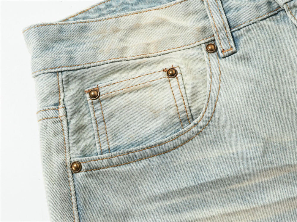 Baggy Pants for Men – Wide Leg Washed Light Blue Denim Jeans