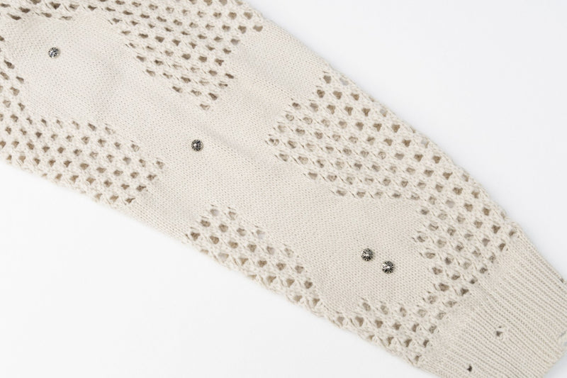 Sudadera de punto calado con cremallera y estampado gráfico oscuro
