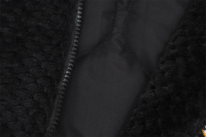 Sudadera con Capucha de Felpa Sherpa con Cremallera – Bordado de Letras Extragrande y Bajo con Cordón
