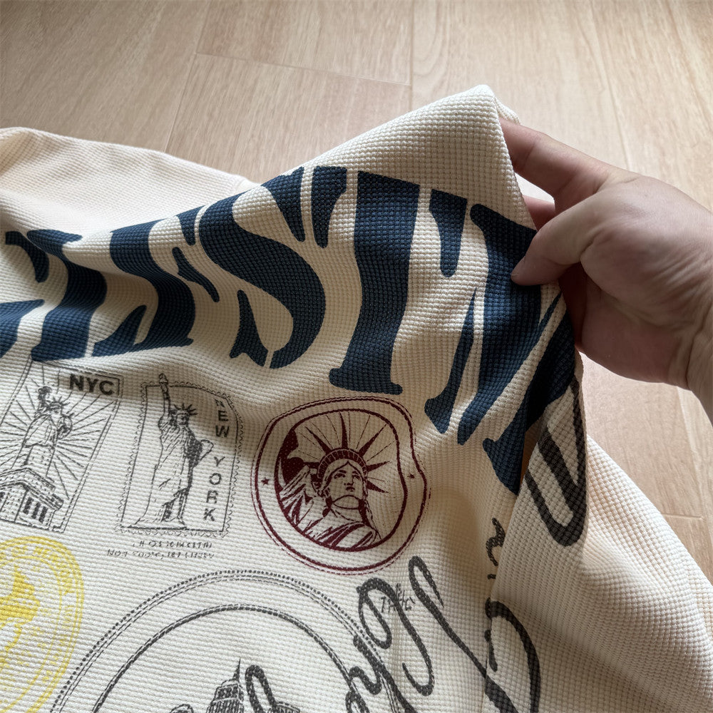 GLFSTM New York Graphic Long-Sleeve Waffle-Knit Tee – Oversized Crew Neck