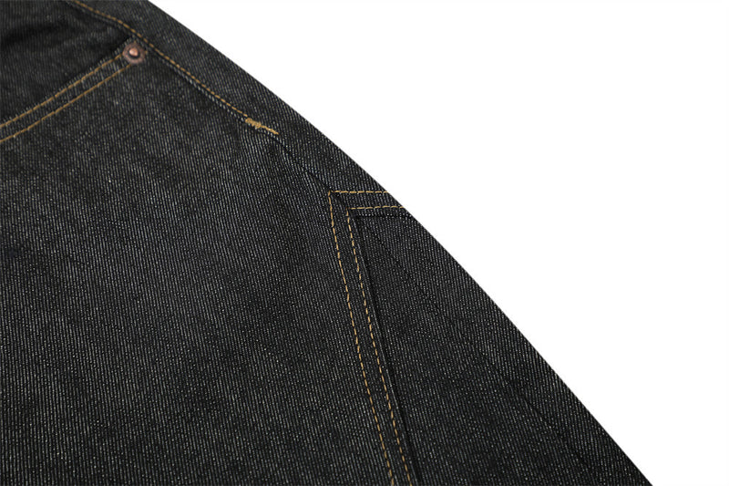 Raw Denim Flare Jeans with Diagonal Button Fly & Deconstructed Wide Leg