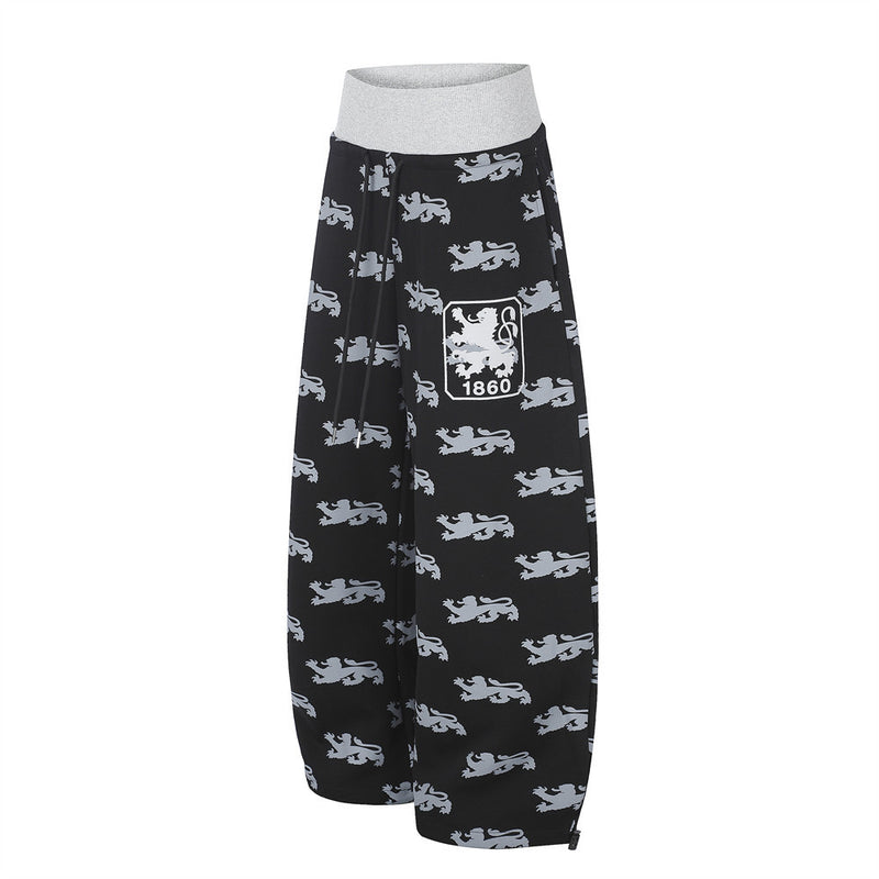 Pantalon de survêtement large imprimé lions, avec bande contrastante taille haute