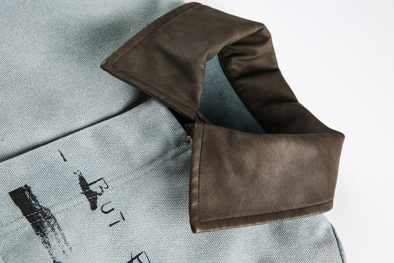 Veste de travail vintage en toile canvas délavée – Manteau workwear imprimé, style Detroit