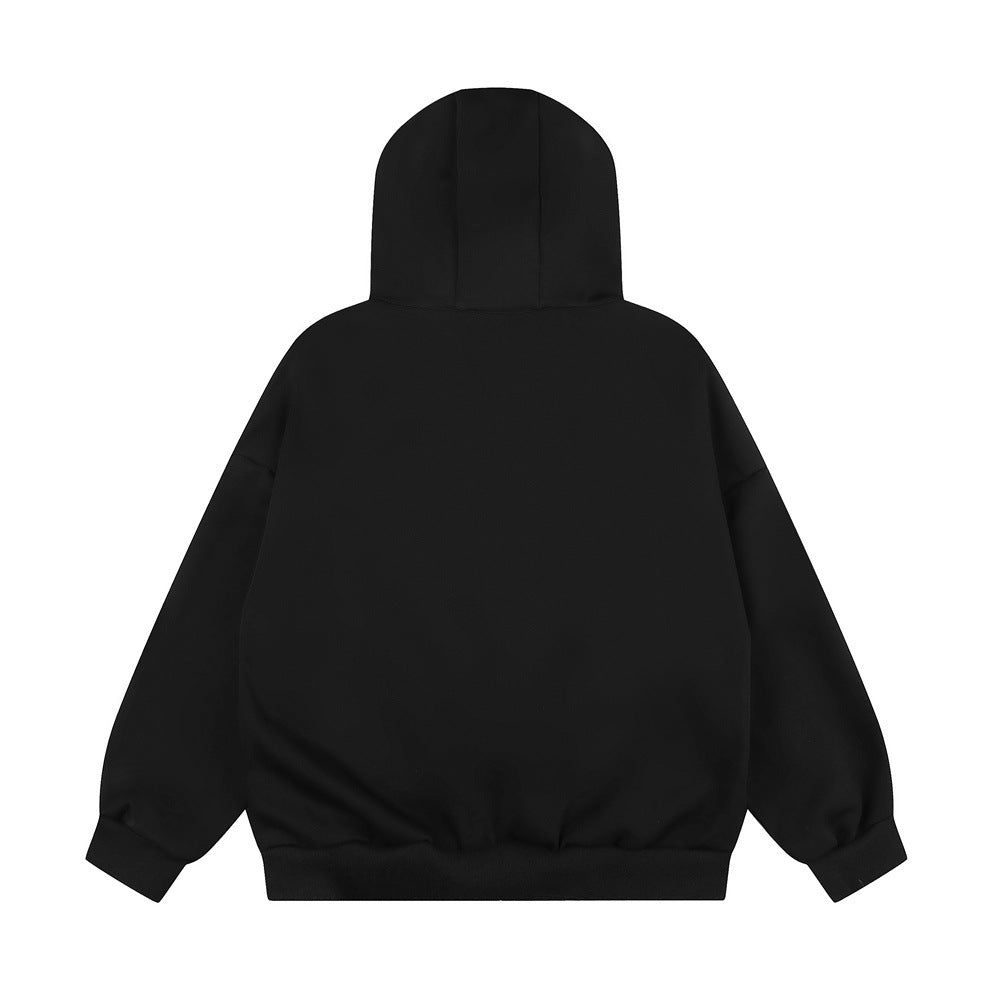 Men's Zip-Up Hoodie with Patchwork Star Stud Detail