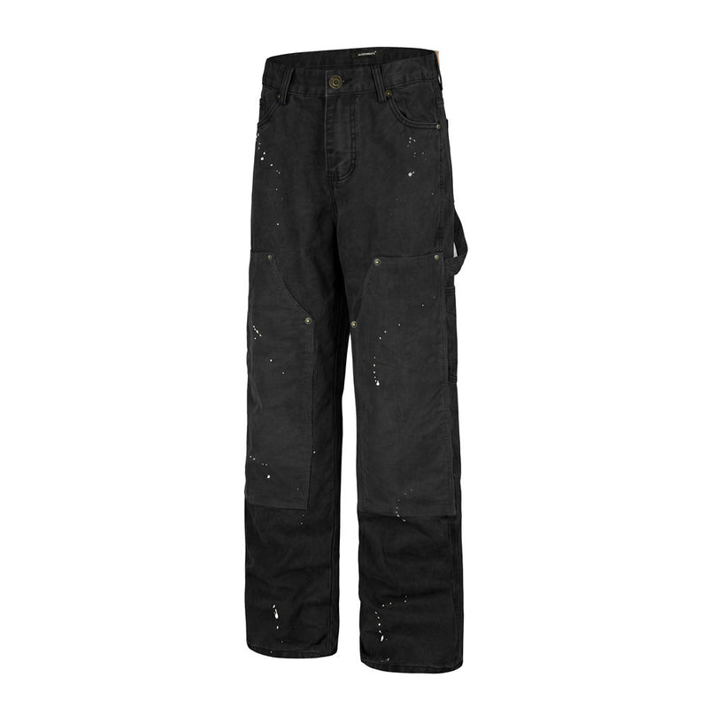 Cordhosen im Patchwork-Carpenter-Stil – Wide Leg, Paint-Splatter, Workwear-Hose