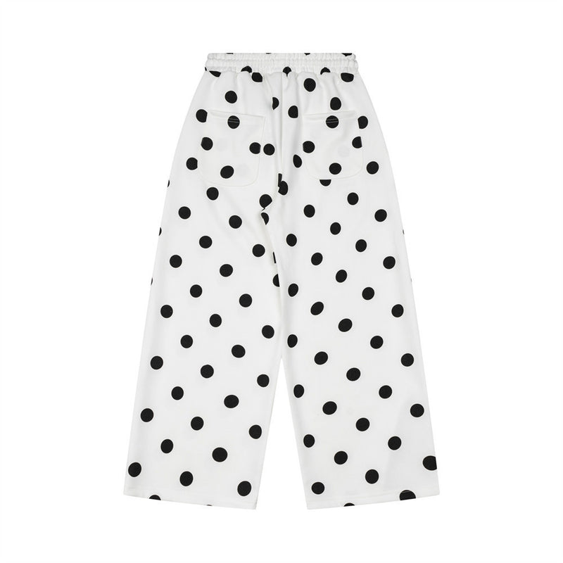 Polka Dot All-Over Print Pullover Hoodie & Wide-Leg Sweatpants Set