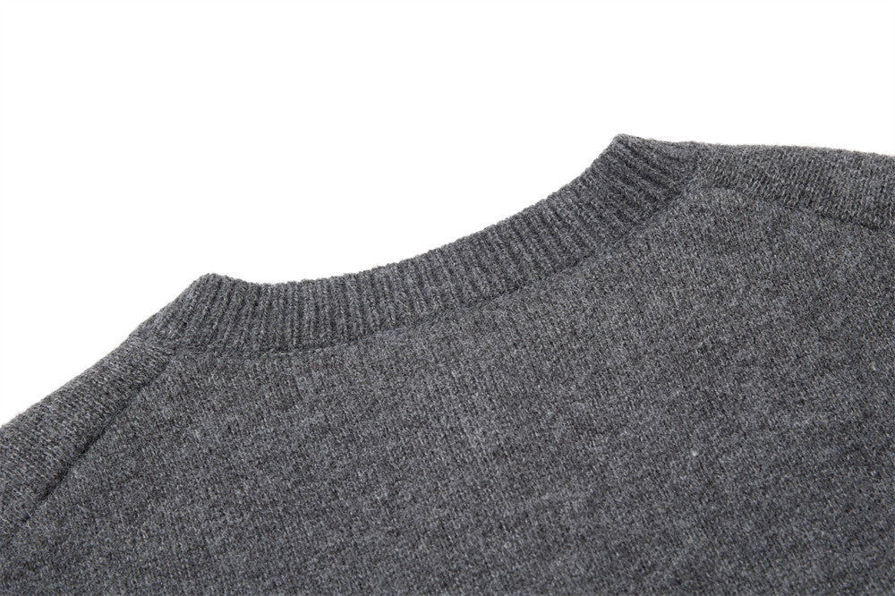 Men's Crewneck Knit Cardigan Sweater with Floral Buttons