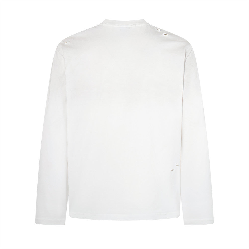 Longsleeve mit dunklen Grafik-Patches – Verwaschenes Oversized-Shirt aus Baumwolle