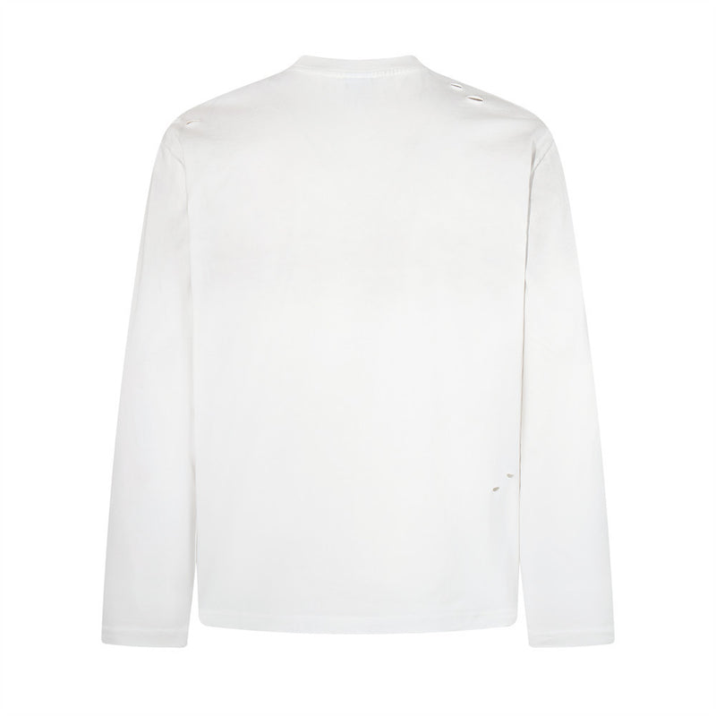 Longsleeve mit dunklen Grafik-Patches – Verwaschenes Oversized-Shirt aus Baumwolle