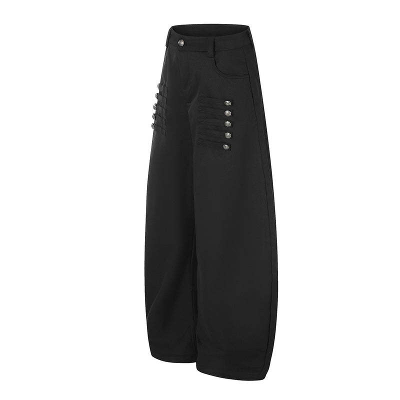 Palazzo-Hose mit weitem Bein und Militärknopf- sowie Riemendetails