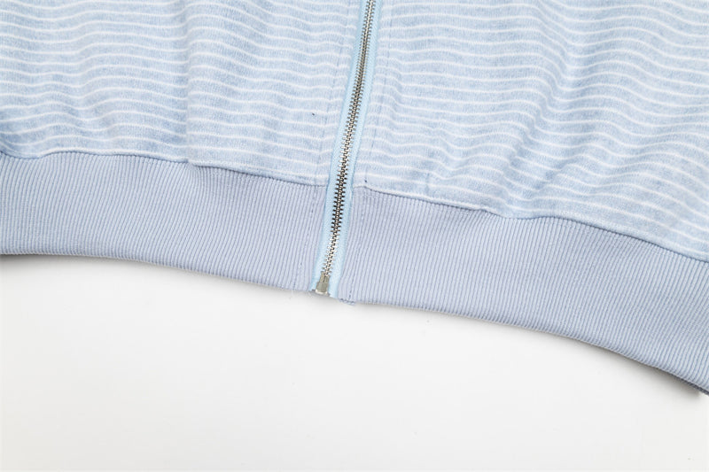 Striped Zip-Up Hoodie – Relaxed Fit Men's Full-Zip Sweatshirt