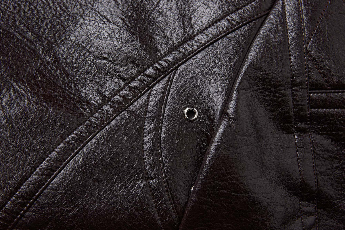 Faux Leather Moto Biker Jacket – Stand Collar with Zip Pockets