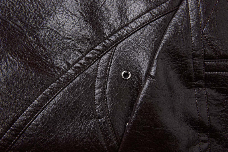 Faux Leather Moto Biker Jacket – Stand Collar with Zip Pockets