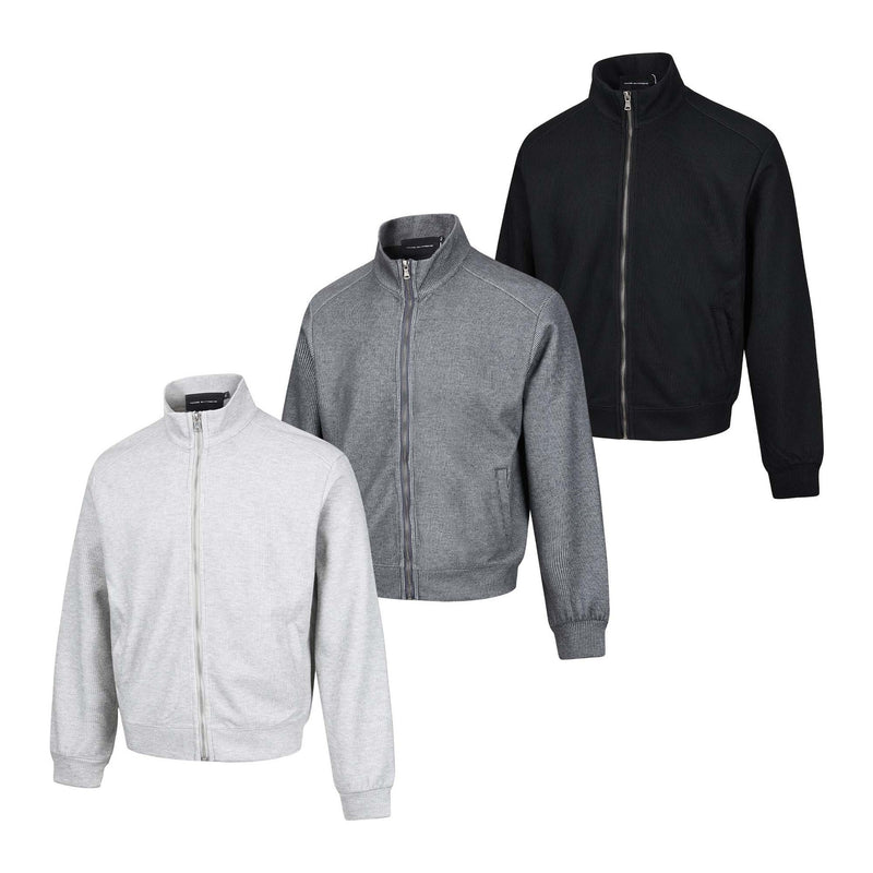 Veste homme côtelée zippée à col montant – Style sportswear vintage délavé