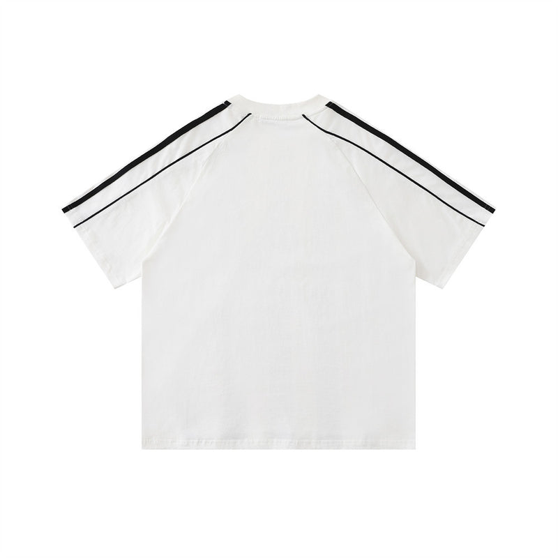 Soccer Jersey Stripe Graphic Tee – Oversized Short-Sleeve Crew Neck