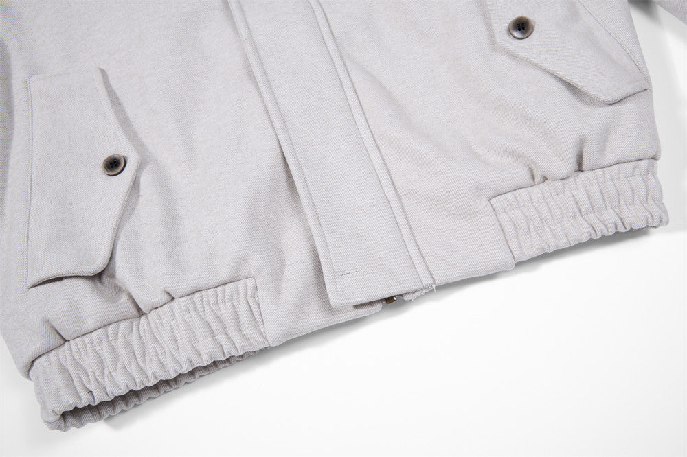 Blouson bomber homme court à col montant – Coupe décontractée, gris clair