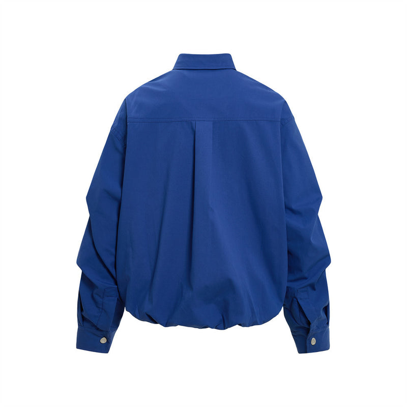 Oversize-Herrenhemdjacke mit plissierten Ärmeln und Druckknöpfen
