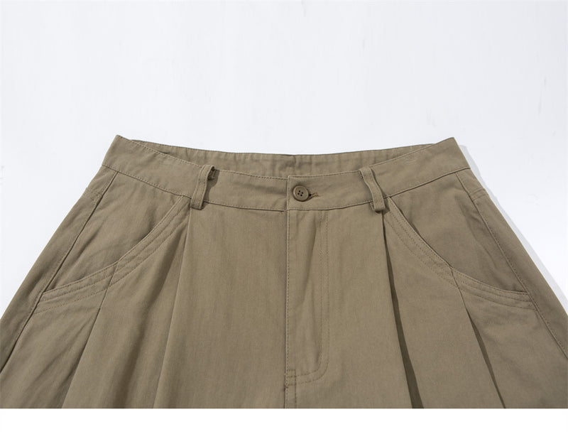 Wide-Leg Pleated Trousers – Men's Loose Fit Straight-Cut Pants