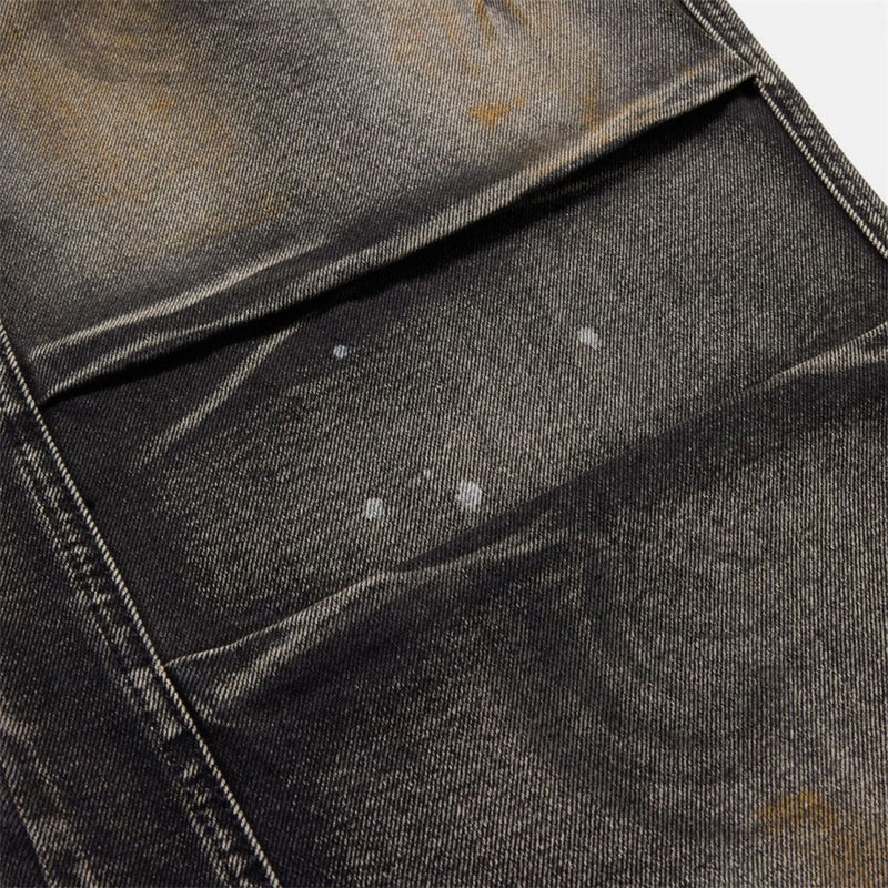 Distressed Baggy Wide-Leg Jeans – Men's Punk Washed Straight-Cut Denim with