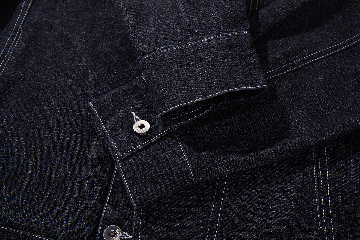 Ensemble veste et pantalon en jean – Veste boxy en denim indigo foncé asymétrique