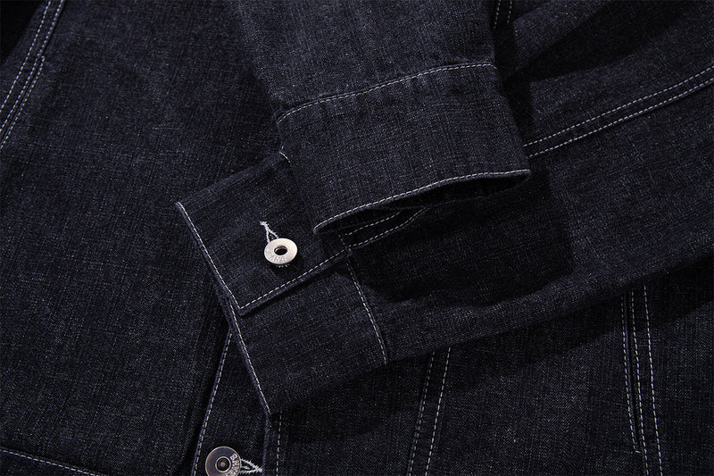 Ensemble veste et pantalon en jean – Veste boxy en denim indigo foncé asymétrique