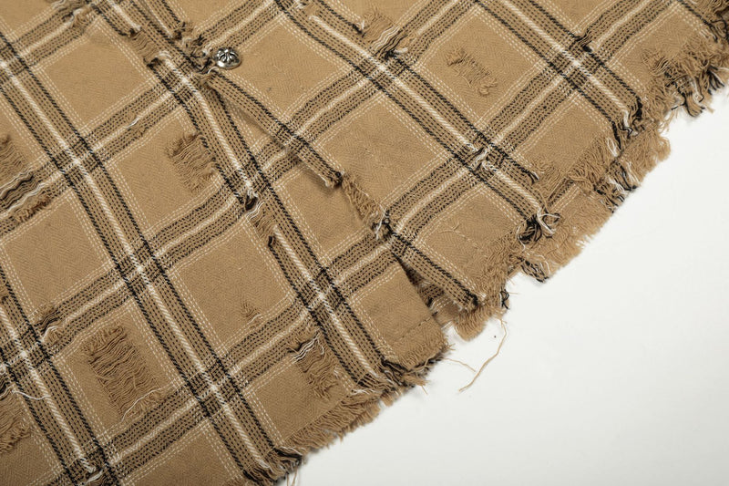 Surchemise en flanelle à carreaux délavée et usée – Veste-chemise vintage à manches longues