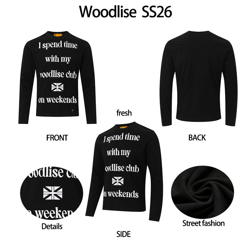 Langarm-Shirt mit Grafikprint und Rundhalsausschnitt – Woodlise-Club-Slogan