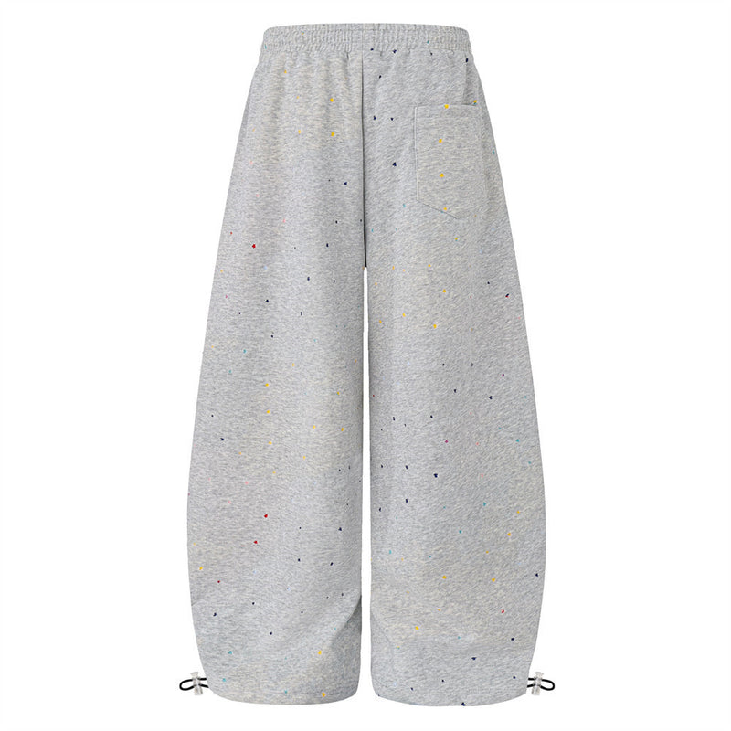 Wide-Leg Sweatpants Men – Allover Star Print & Embroidered Logo Streetwear