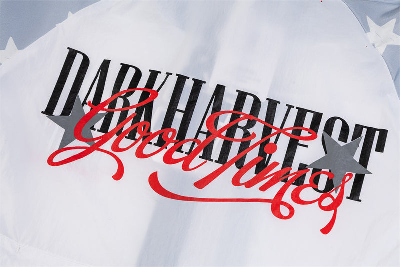 Dark Harvest Star Print Colorblock Raglan Windbreaker Jacket